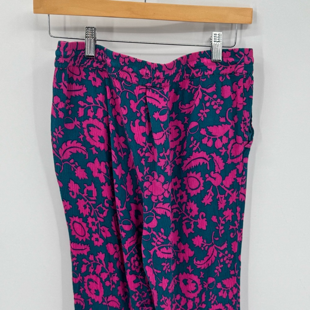 Boden Bembridge Floral Tapered Cropped Pants Pink Teal Drawstring Women’s 6R - Picture 6 of 8